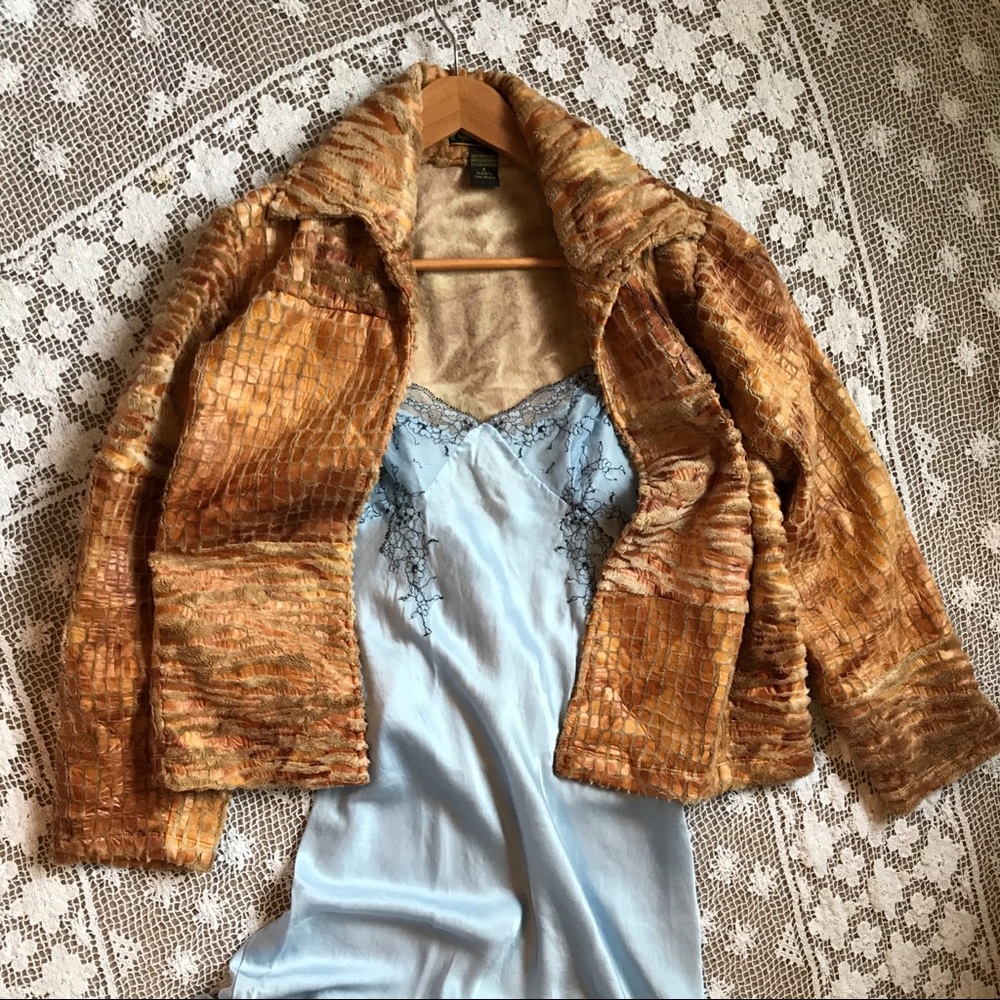 Vintage faux fur & “snake skin” brown jacket